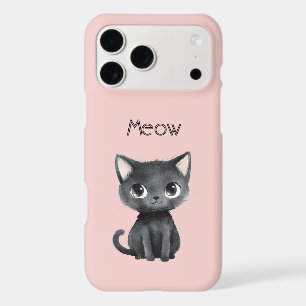 Pink Cute Black Cat Meow