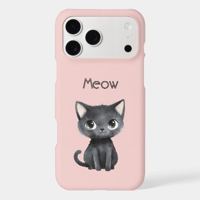 Pink Cute Black Cat Meow (Back)