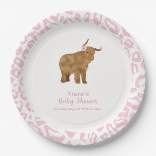 Pink Cute Boho Holy Cow Floral Girl Baby Shower  Paper Plate
