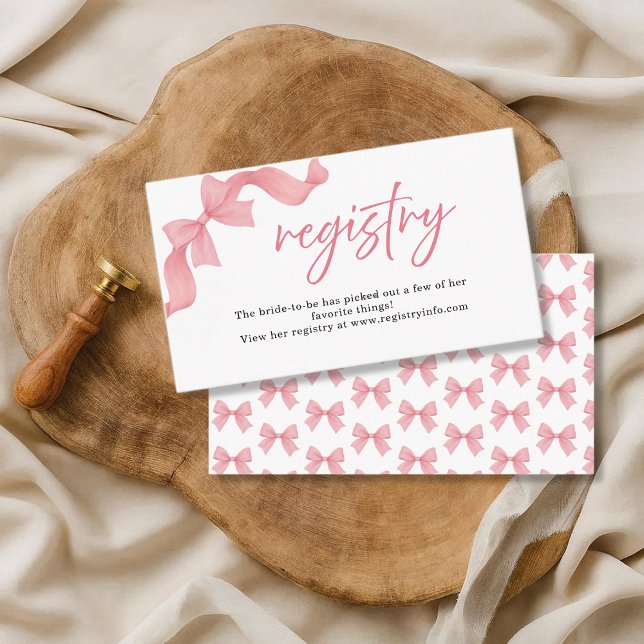 Pink Cute Bow Bridal Shower Registry Enclosure Card (Creator Uploaded)