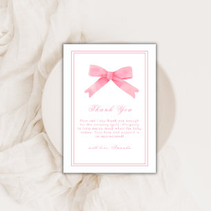 Pink Cute Bow Girl Baby Shower Thank You Card