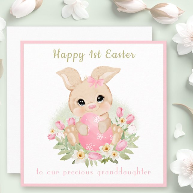 Pink Cute Bunny Granddaughter 1st Easter card (Pink Cute Bunny Granddaughter 1st Easter card)