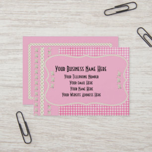 Pink Cute Buttons Cross Stitch Business Cards