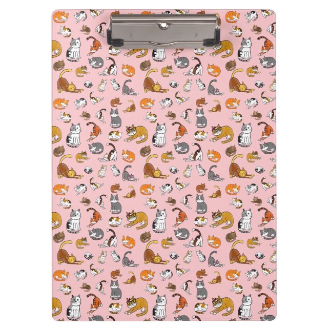 pink cute cat pattern design for cat lovers- clipboard (Front)