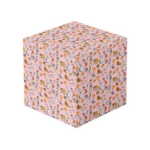 pink cute cat pattern design for cat lovers- cube