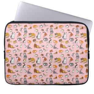 pink cute cat pattern design for cat lovers- laptop sleeve
