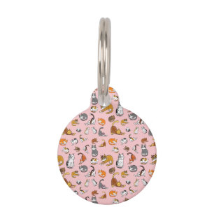 pink cute cat pattern design for cat lovers- pet tag