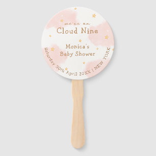 Pink Cute Cloud Nine Girl Baby Shower  Hand Fan