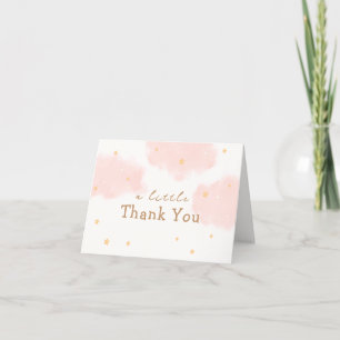 Pink Cute Cloud Nine Girl Baby Shower  Thank You Card