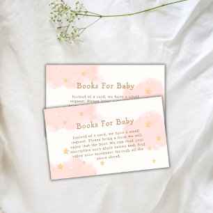 Pink Cute Cloud Nine Girl Books For Baby Shower Enclosure Card