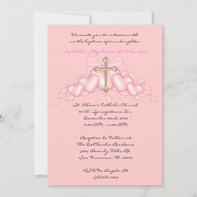 Pink CUTE Communion/Baptism Invite (Front)