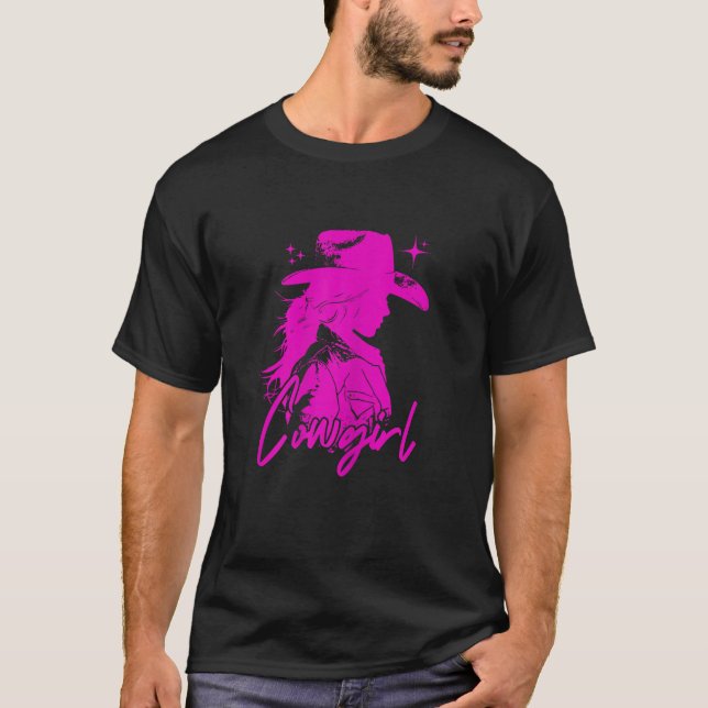 Pink Cute Cowgirl Disco Rodeo Outfit Country Coast T-Shirt (Front)