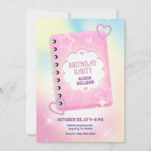 Pink cute diary birthday  invitation