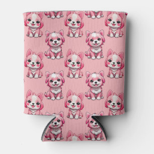 Pink Cute Dogs Can Cooler