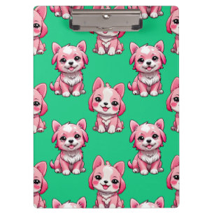 Pink Cute Dogs - Green Clipboard