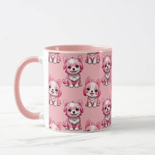 Pink Cute Dogs Mug (Left)
