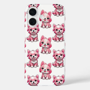 Pink Cute Dogs - White iPhone 16 Case