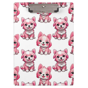 Pink Cute Dogs - White Clipboard