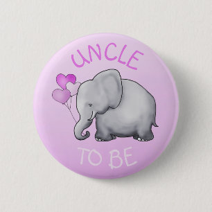 Pink Cute Elephant Baby Shower Uncle-to-Be 6 Cm Round Badge