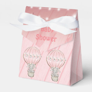 Pink Cute Elephant Hot Air Balloon Baby Shower  Favour Box