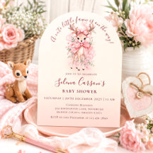 Pink Cute Fawn Baby Shower (Baby Girl) Invitation