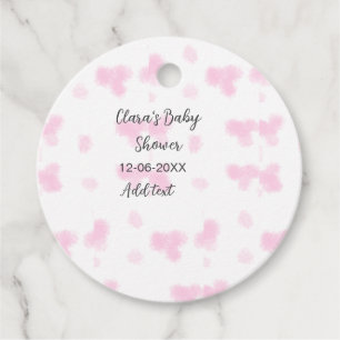 Pink cute flower baby shower watercolor modern dat favour tags
