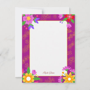 Pink cute flower personalised Flat Note Card