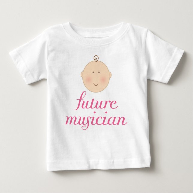 Pink Cute Future Musician baby head Baby T-Shirt (Front)