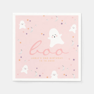 Pink Cute Ghosts Boo Halloween Napkin