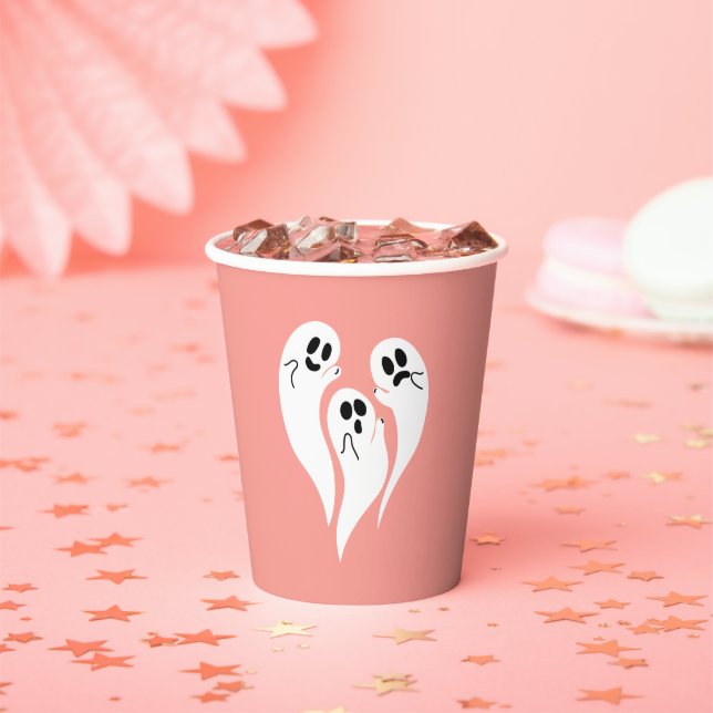 Pink Cute Ghosts Paper Cups (Insitu)