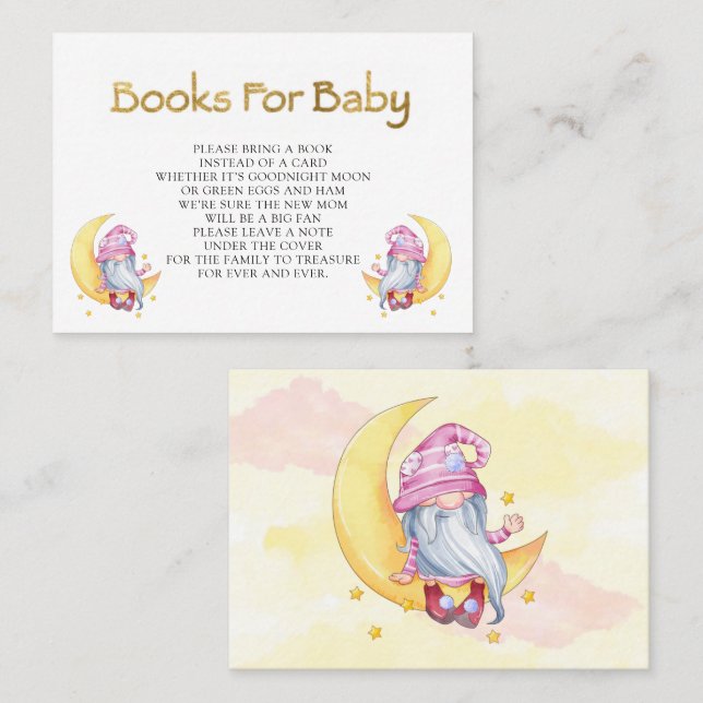 Pink Cute Gnome Moon Clouds Baby For Baby Business Card (Front/Back)