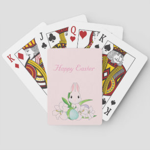 Pink Cute Happy Easter Bunny Playing Cards
