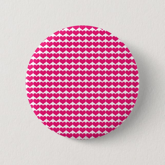 Pink Cute Hearts Pattern Button (Front)