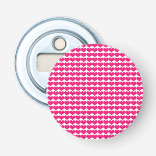 Pink Cute Hearts Pattern Button Bottle Opener