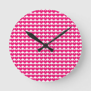 Pink Cute Hearts Pattern Clock