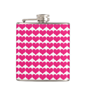 Pink Cute Hearts Pattern Flask