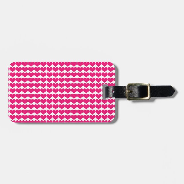 Pink Cute Hearts Pattern Luggage Tag (Front Horizontal)