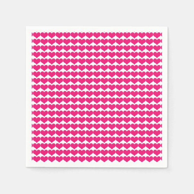 Pink Cute Hearts Pattern Paper Napkins (Front)