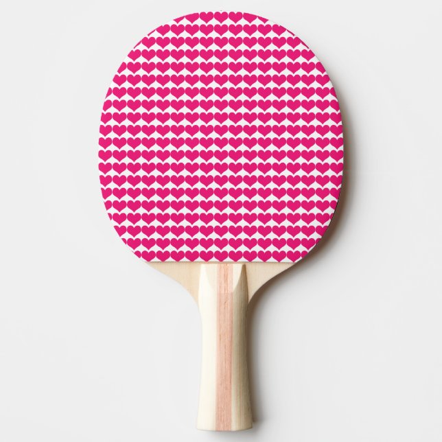 Pink Cute Hearts Pattern Ping Pong Paddle (Front)