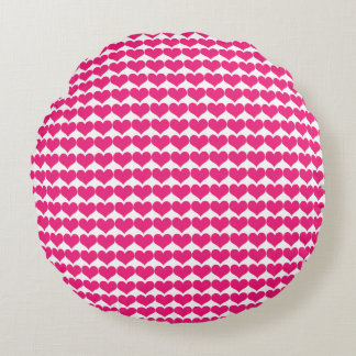 Pink Cute Hearts Pattern Round Pillow