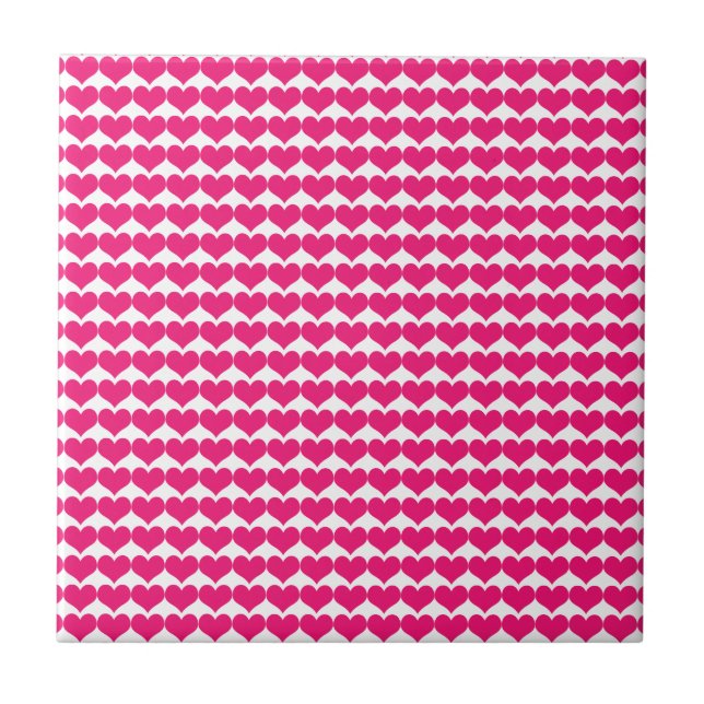 Pink Cute Hearts Pattern Tile (Front)