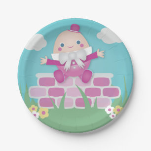 Pink Cute Humpty Dumpty Baby Shower  Paper Plate