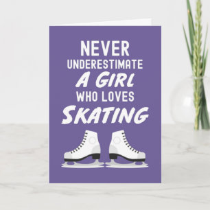 Pink Cute Ice Skating Cards For Girls Girly