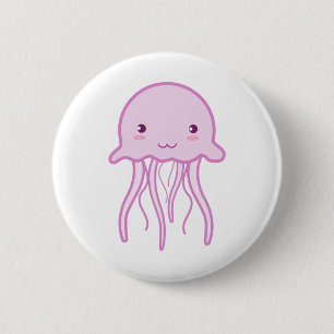 Pink Cute Jellyfish 6 Cm Round Badge