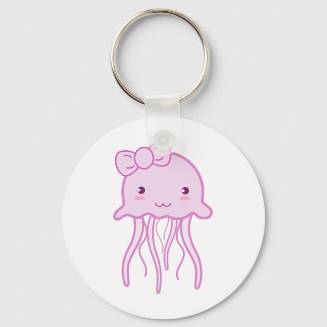 Pink Cute Jellyfish Key Ring (Front)