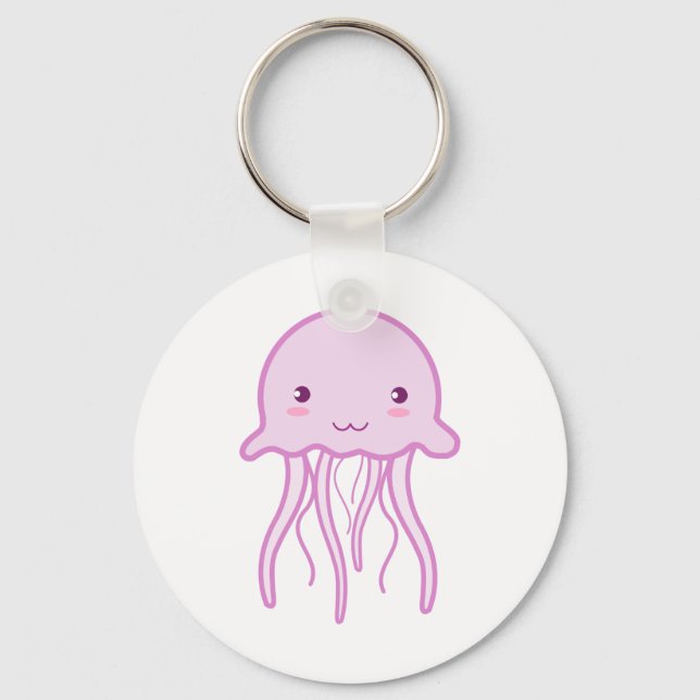 Pink Cute Jellyfish Key Ring (Front)