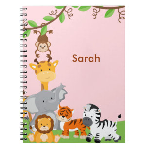 Pink Cute Jungle Baby Animal Notebook