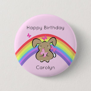 Pink cute kawaii rabbit personalised birthday 6 cm round badge