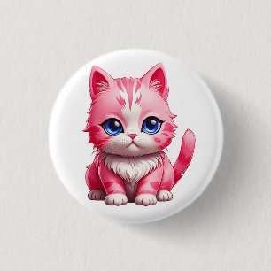 Pink Cute Kitty Cat 3 Cm Round Badge