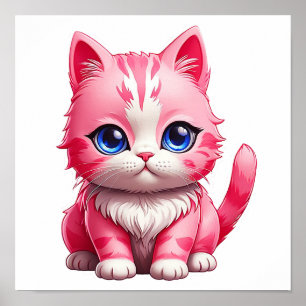Pink Cute Kitty Cat Poster